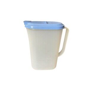 Tupperware 2009 2 Qt Slim Line Beverage Juice Pitcher with Blue Lid Water Tea